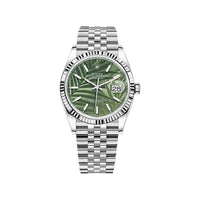Thumbnail for Luxury Watch Rolex Datejust 36 White Gold & Stainless Steel Palm Motif Dial 126234 Wrist Aficionado