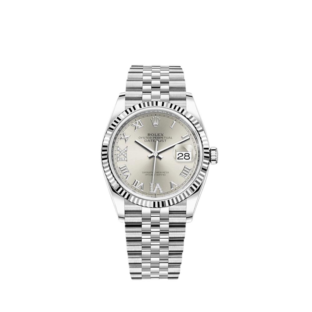 Luxury Watch Rolex Datejust 36 White Gold & Stainless Steel Silver Dial 126234 Wrist Aficionado
