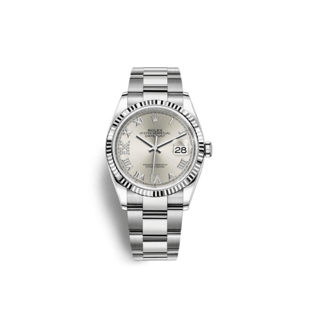 Luxury Watch Rolex Datejust 36 White Gold & Stainless Steel Silver Dial 126234 Wrist Aficionado