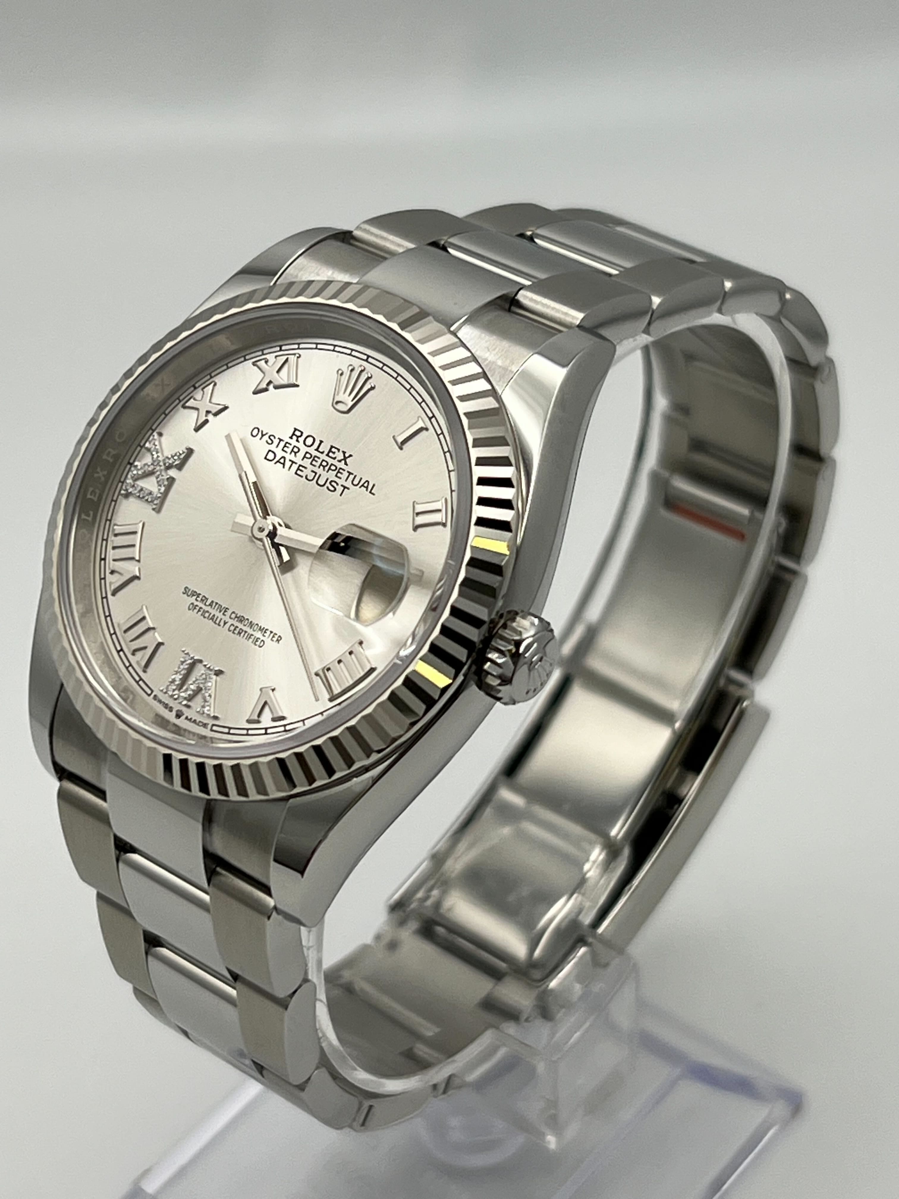 Luxury Watch Rolex Datejust 36 White Gold & Stainless Steel Silver Dial 126234 Wrist Aficionado