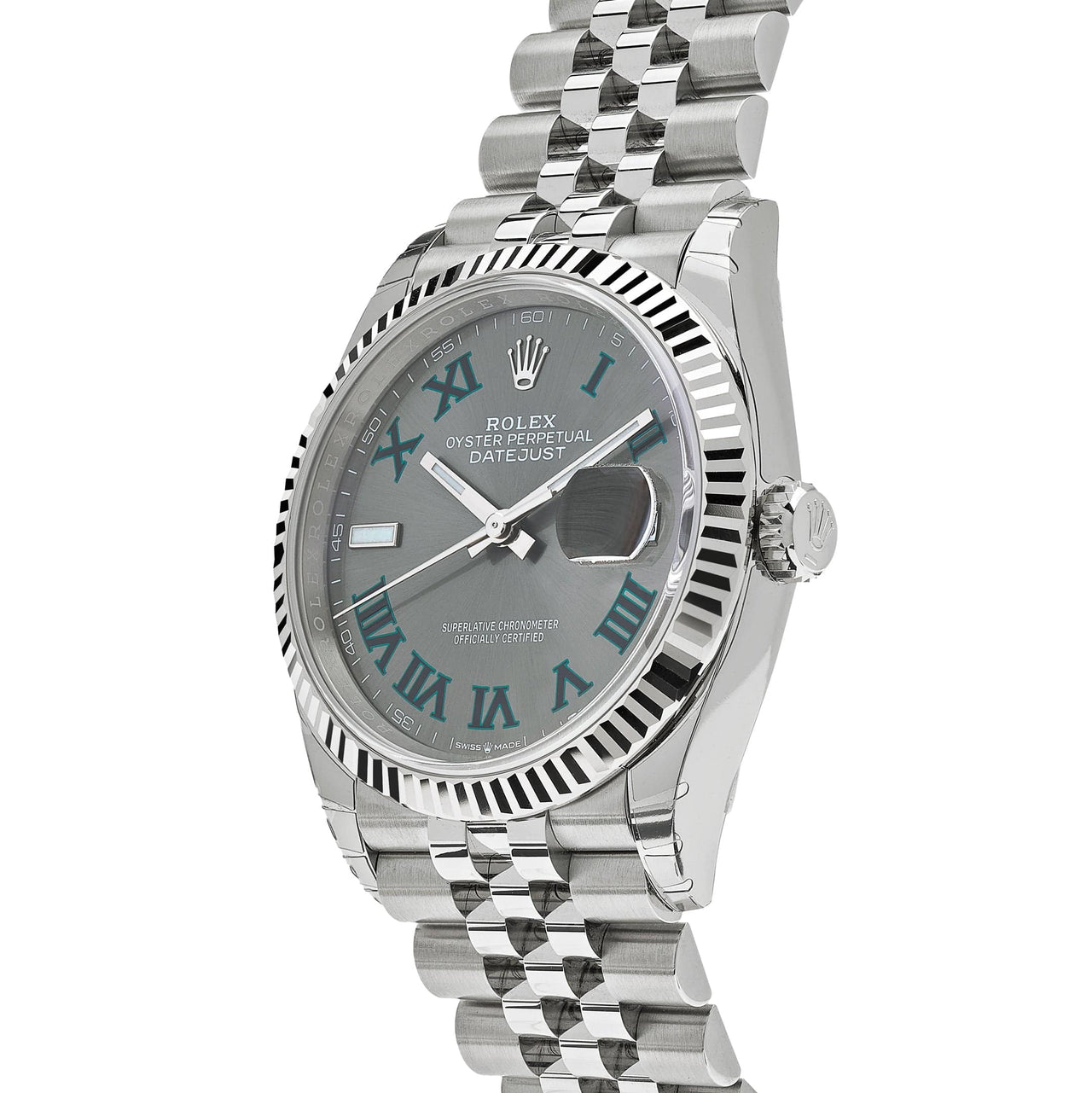 Luxury Watch Rolex Datejust 36 White Gold & Steel Slate 'Wimbledon' Dial Jubilee 126234 Wrist Aficionado