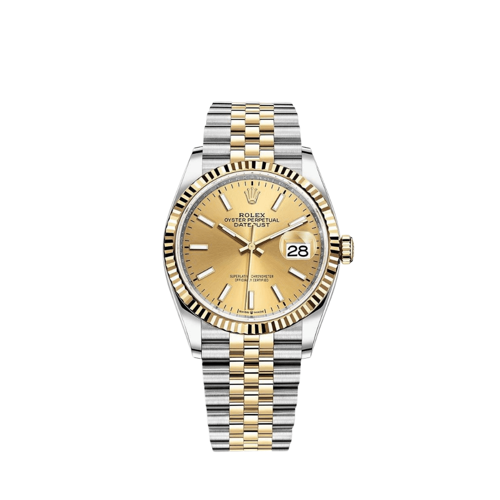 Rolex Datejust 36 Yellow Gold & Steel Champagne Dial Jubilee 126233 Wrist Aficionado