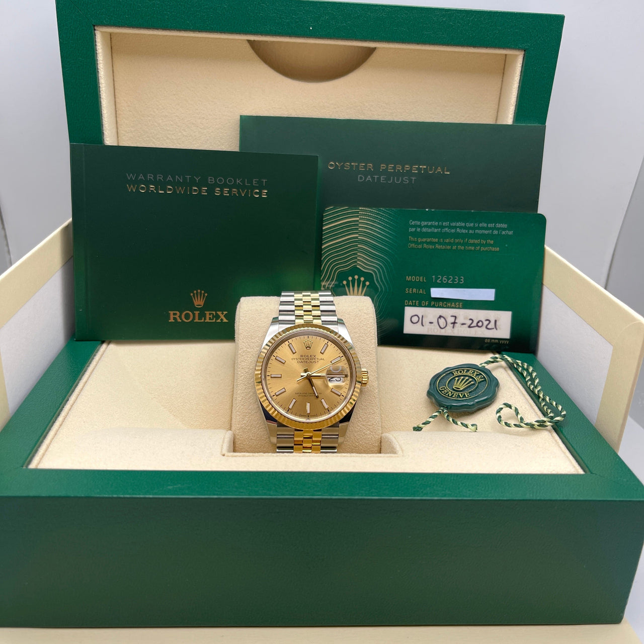 Rolex Datejust 36 Yellow Gold & Steel Champagne Dial Jubilee 126233 ...