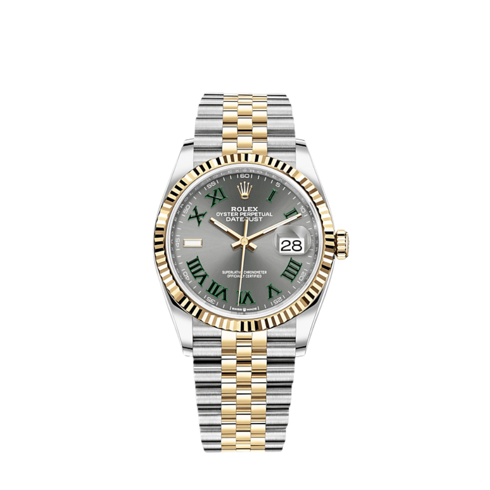 Rolex Datejust 36 Yellow Gold & Steel Slate 'Wimbledon' Dial Jubilee 126233 (2021) Wrist Aficionado