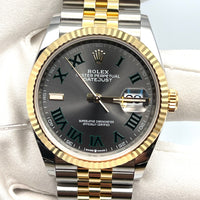 Thumbnail for Rolex Datejust 36 Yellow Gold & Steel Slate 'Wimbledon' Dial Jubilee 126233 (2021) Wrist Aficionado