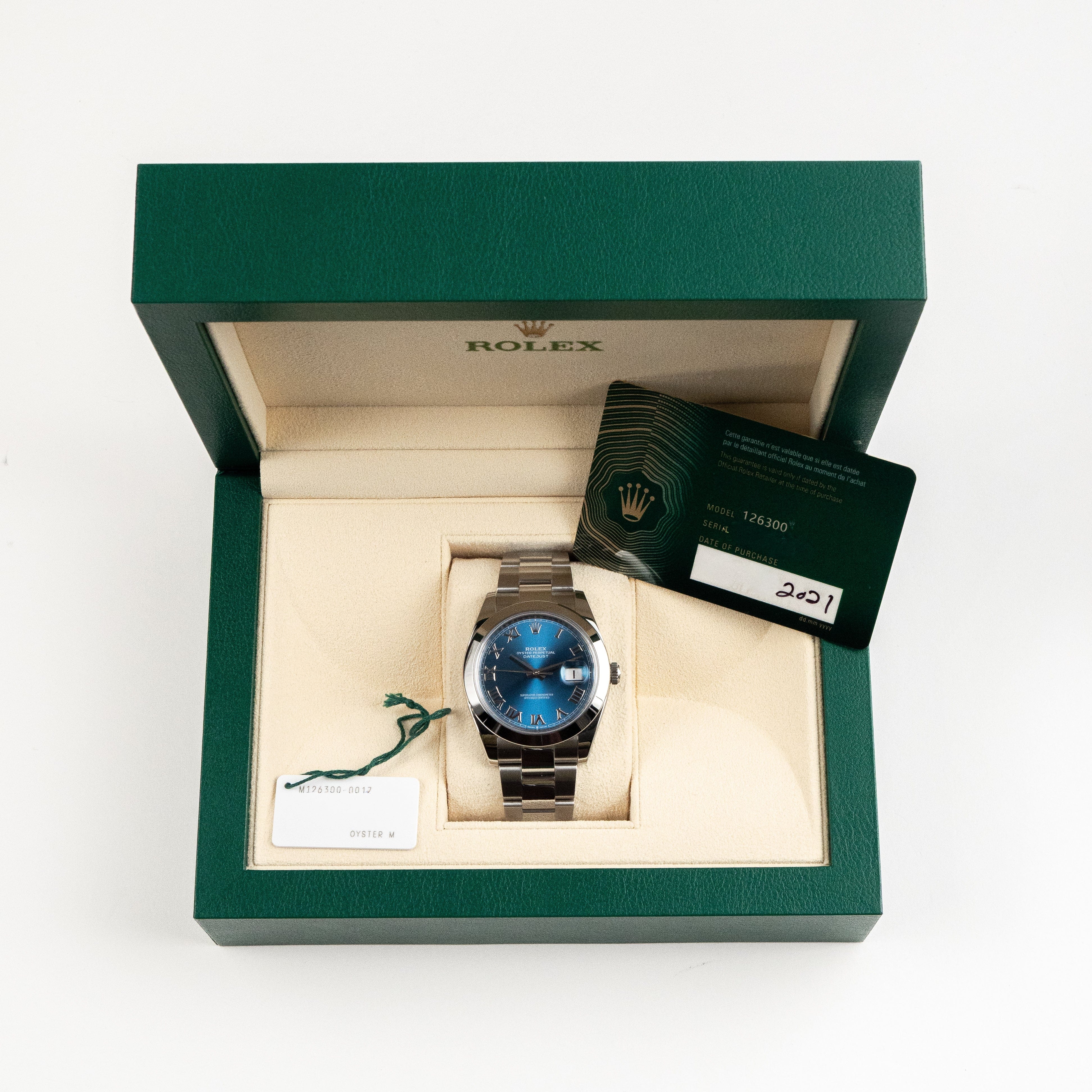 Rolex Datejust 41 126300 Stainless Steel Blue Roman Dial Oyster (2021)