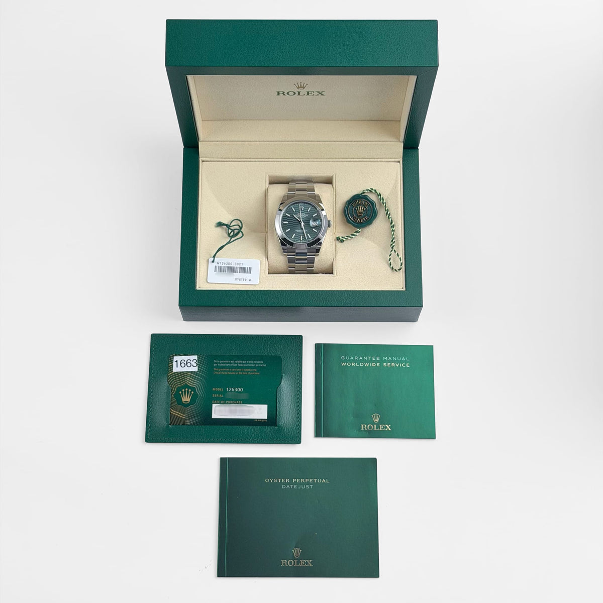 Rolex Datejust 41 126300 Stainless Steel Green Motif Dial Smooth Bezel Oyster (2023)