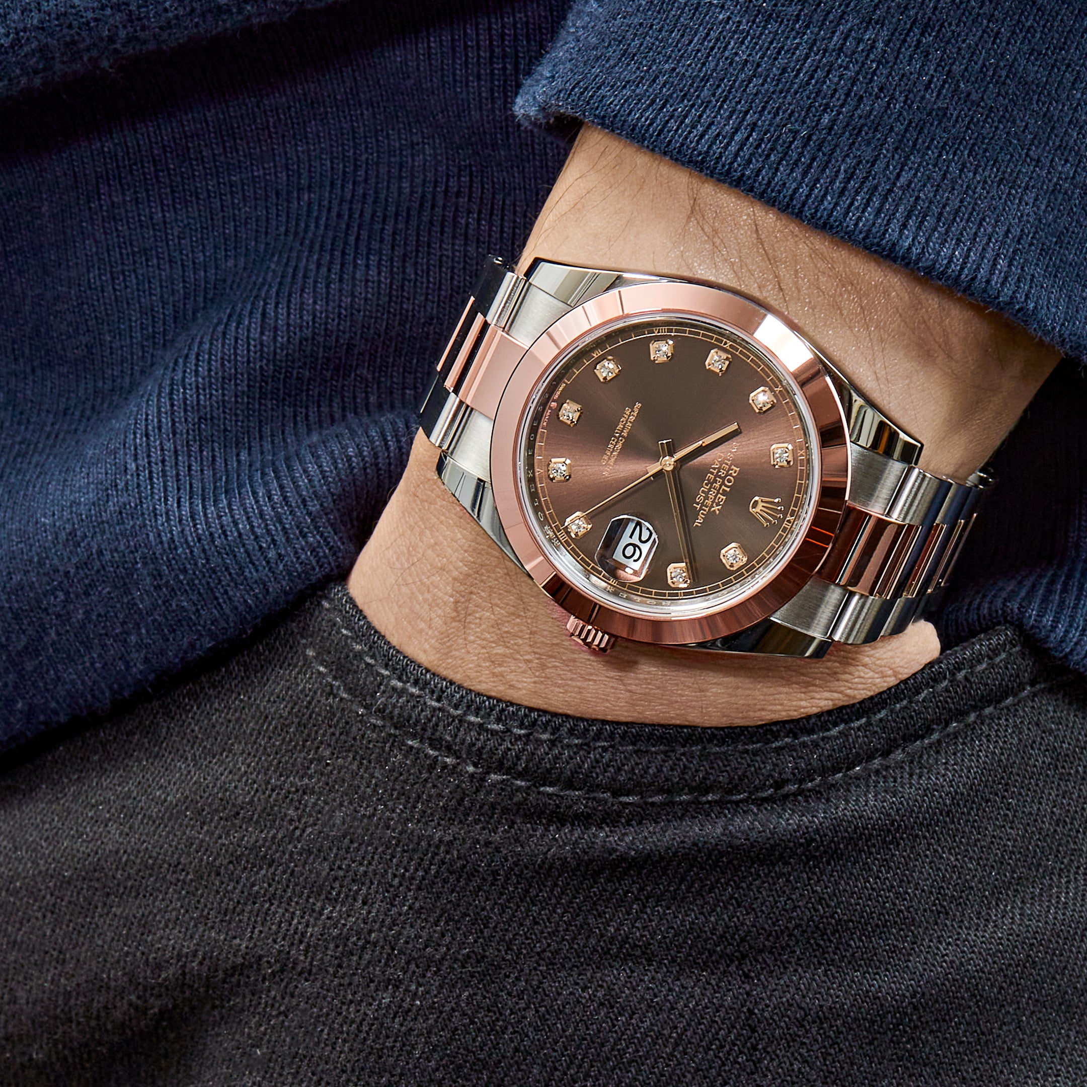 Rolex Datejust 41 126301 Stainless Steel Rose Gold Sundust Dial