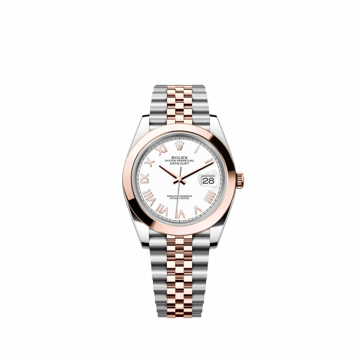 Rolex Datejust 41 126301 Rose Gold Stainless Steel White Roman Dial Jubilee (2026)