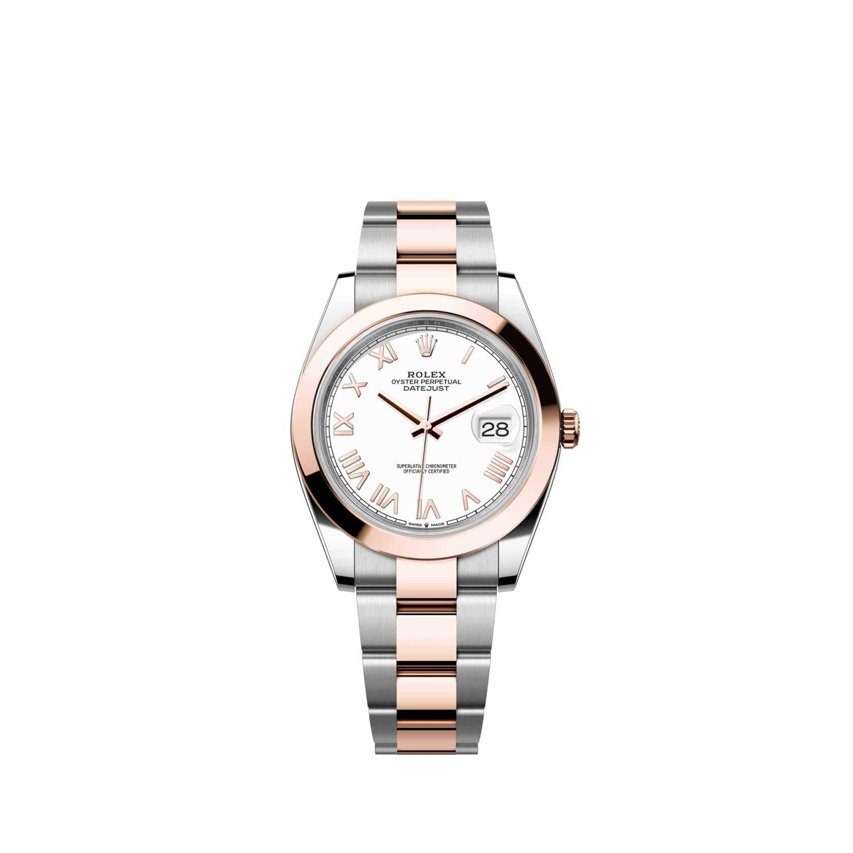 Rolex Datejust 41 126301 Rose Gold Stainless Steel White Roman Dial Oyster (2026)