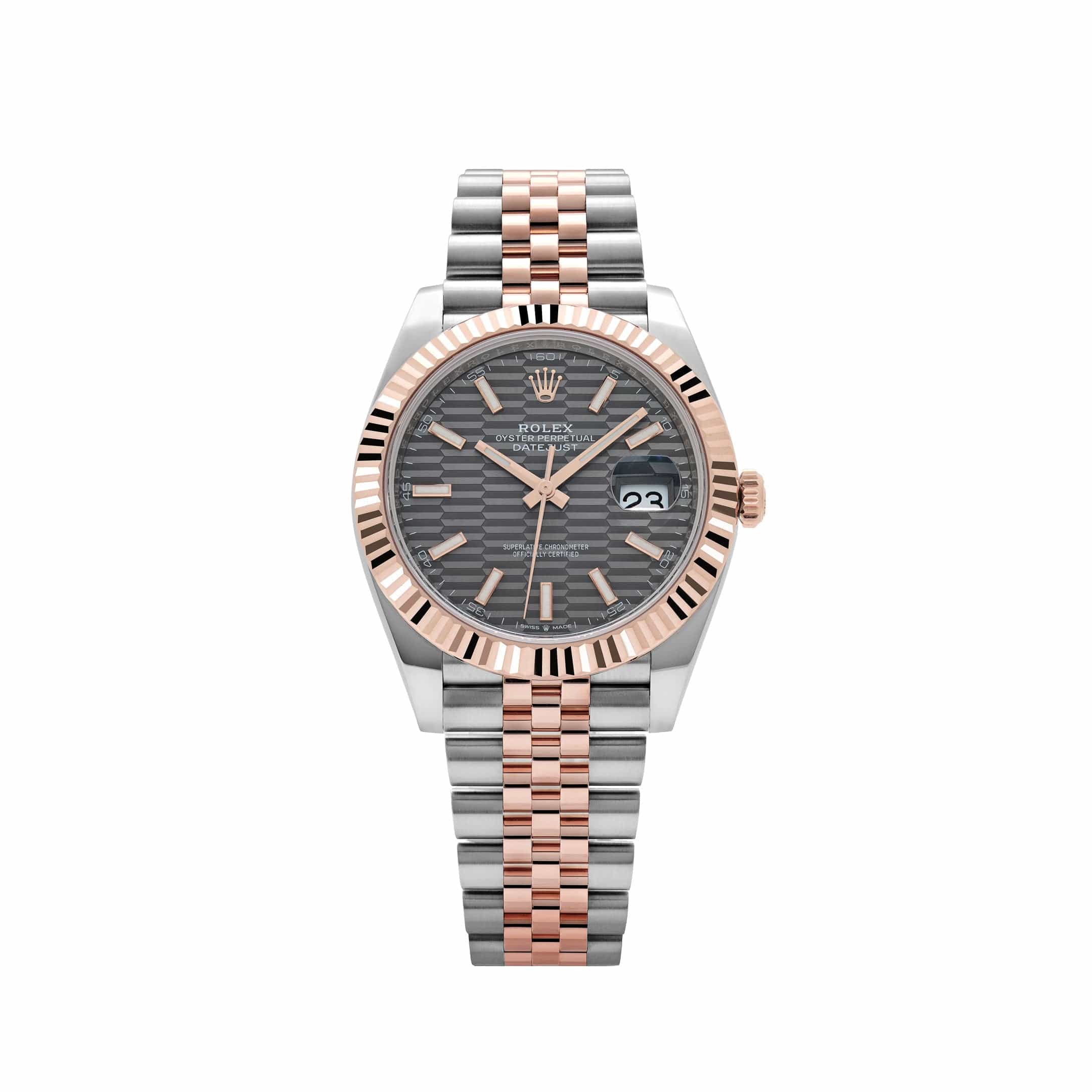 テールドシエル ロゼ 2020 Rolex Datejust 41 126331 Rose Gold Stainless Steel Grey Motif Dial