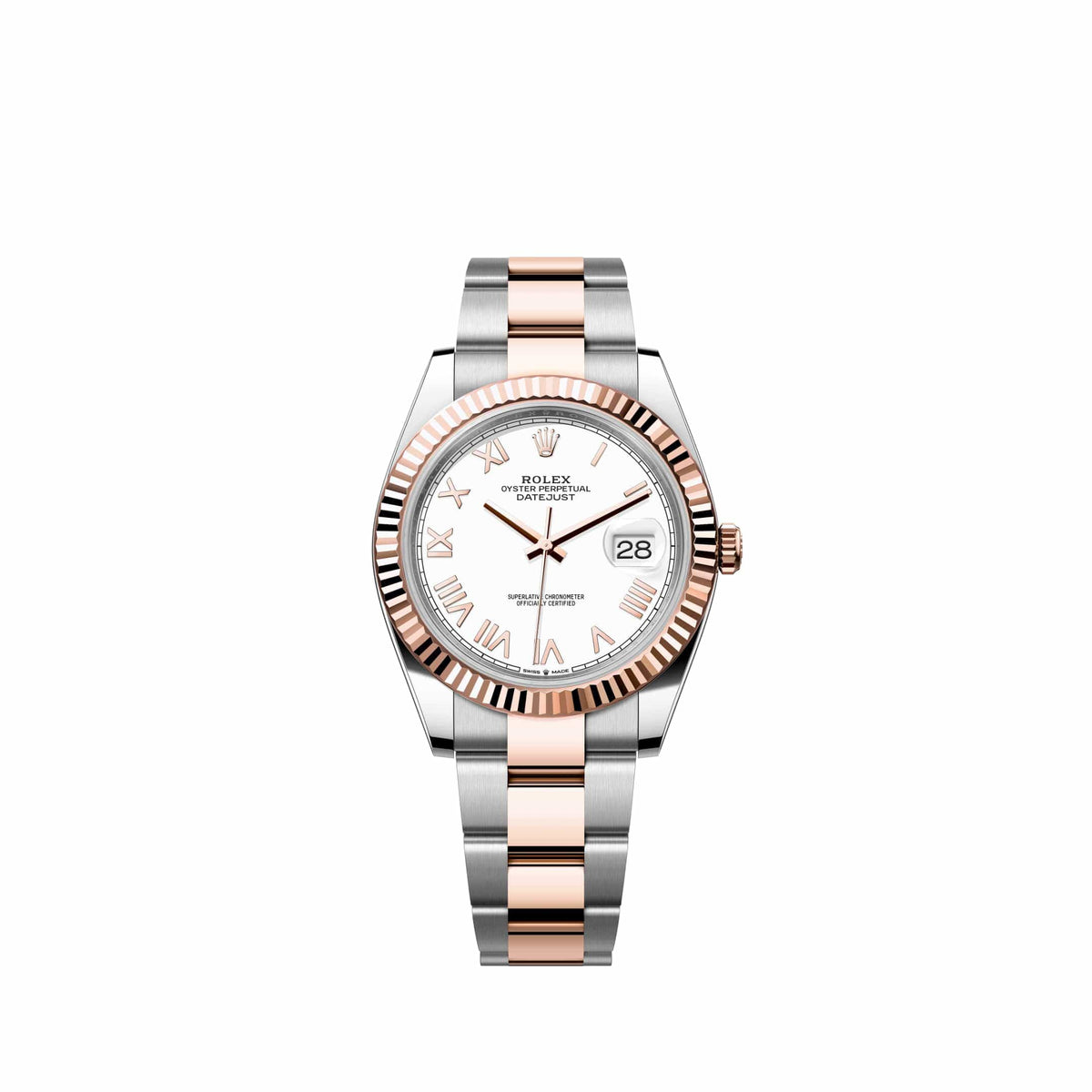 Rolex Datejust 41 126331 Rose Gold Stainless Steel White Roman Dial Oyster (2026)
