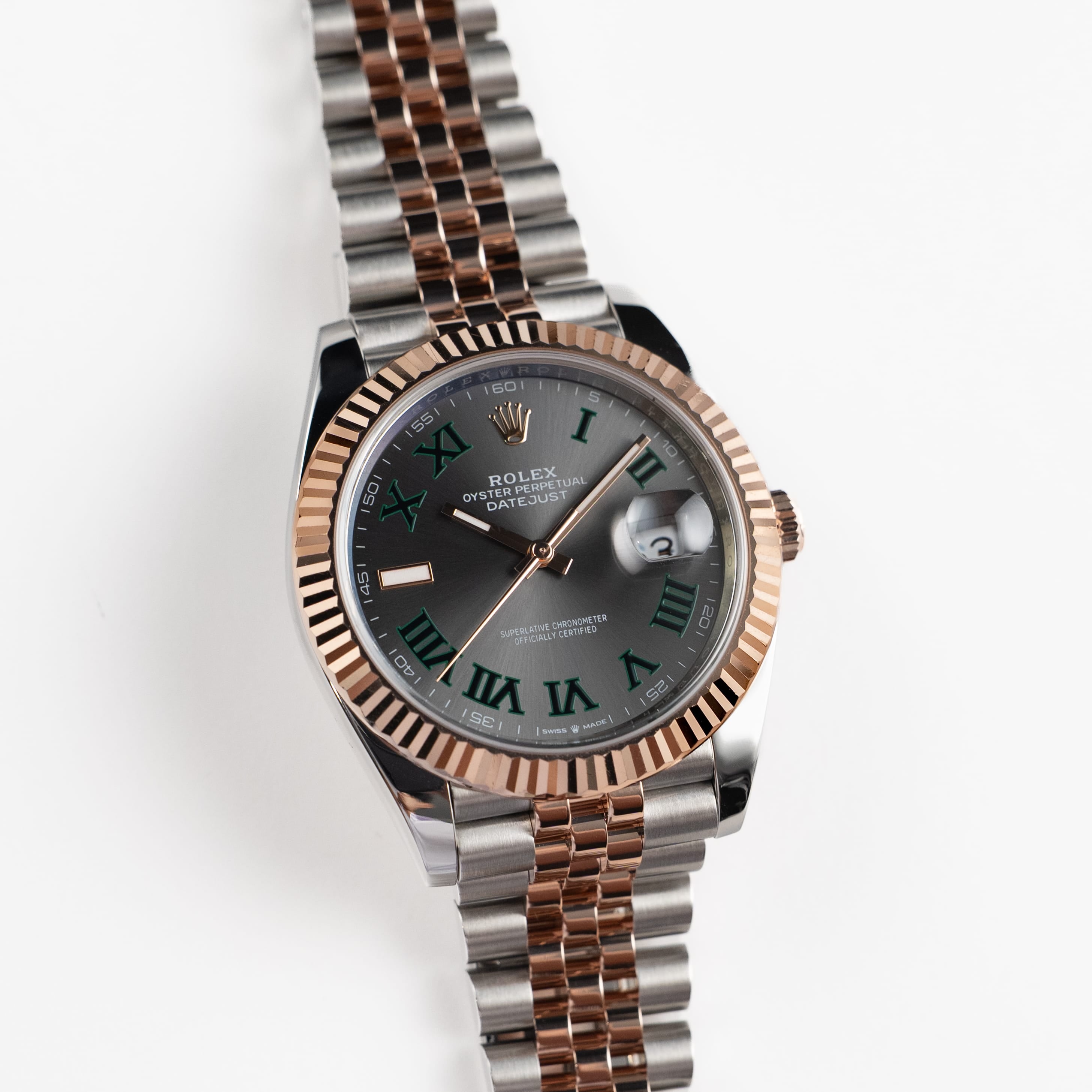 Rolex Datejust 41 126331 Rose Gold Stainless Steel Wimbledon Dial Jubilee (2024)