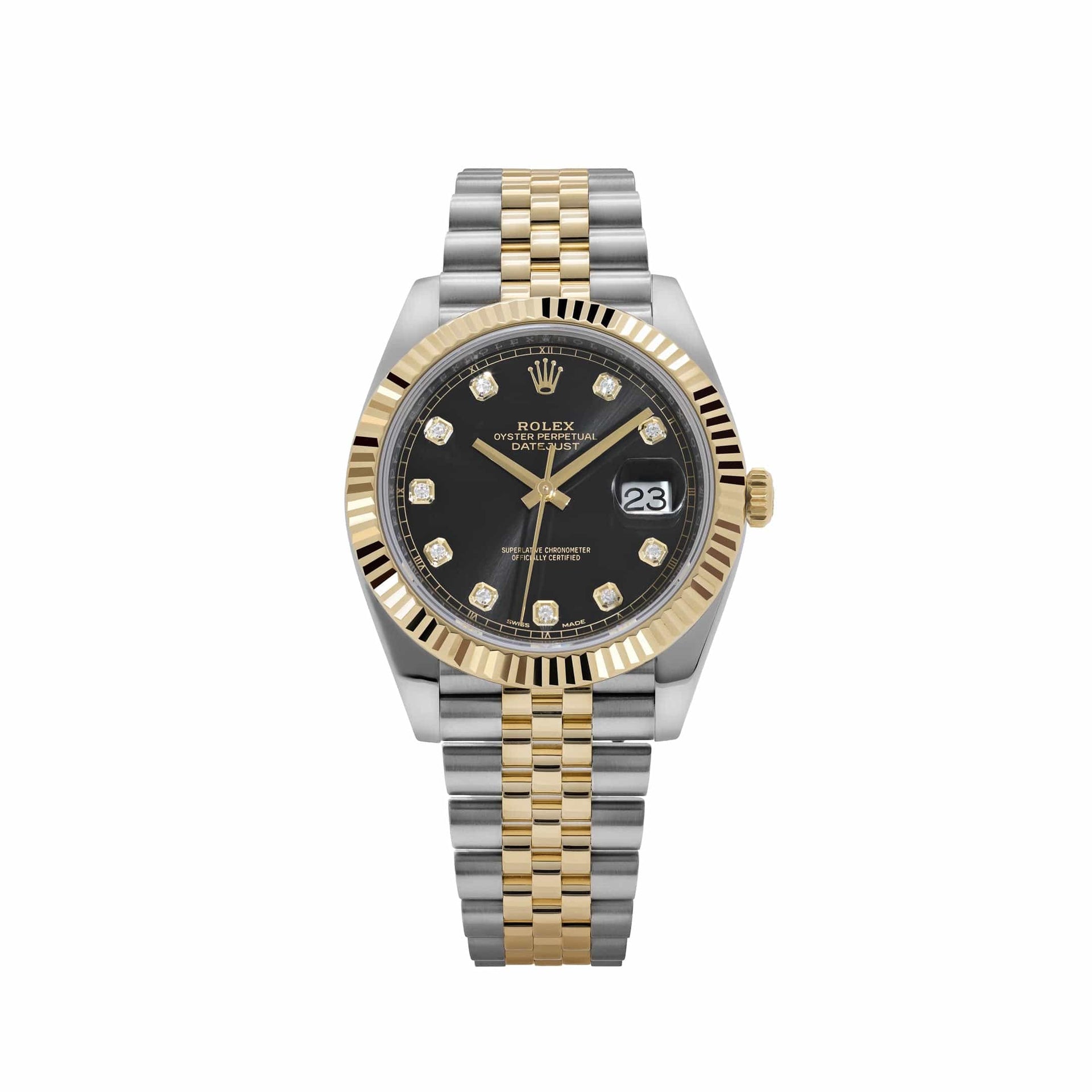 Rolex Datejust 41 126333 Stainless Steel Yellow Gold Black Diamond