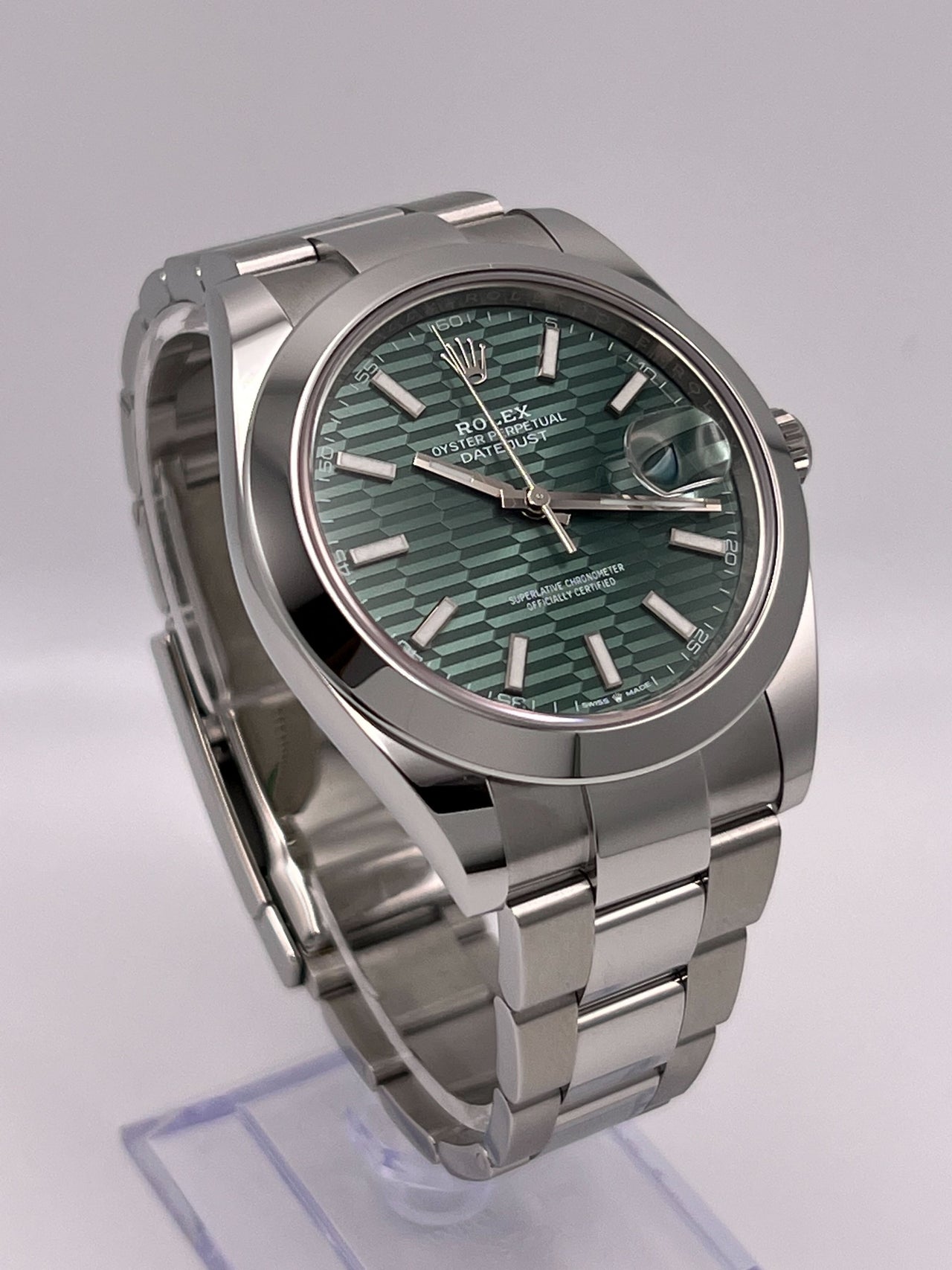 Rolex Datejust 41 Mint Green Fluted-Motif Dial Steel Oyster Bracelet 126300 Wrist Aficionado