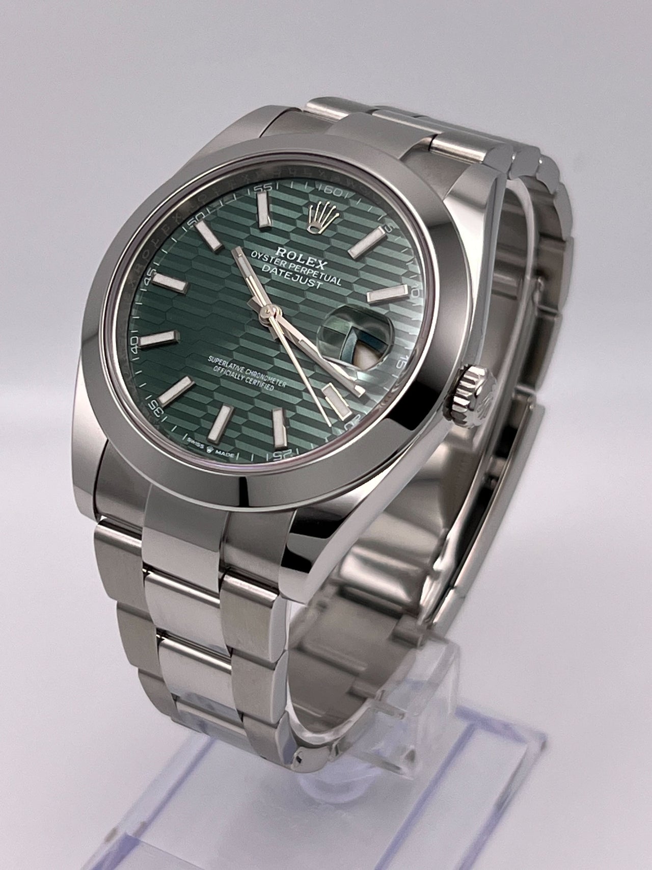 Rolex Datejust 41 Mint Green Fluted-Motif Dial Steel Oyster Bracelet 126300 Wrist Aficionado