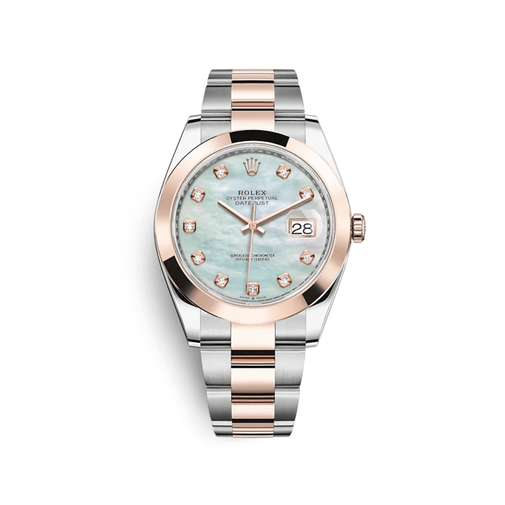 Rolex Datejust 41 126301 Stainless Steel Rose Gold Mother of Pearl Diamond Dial