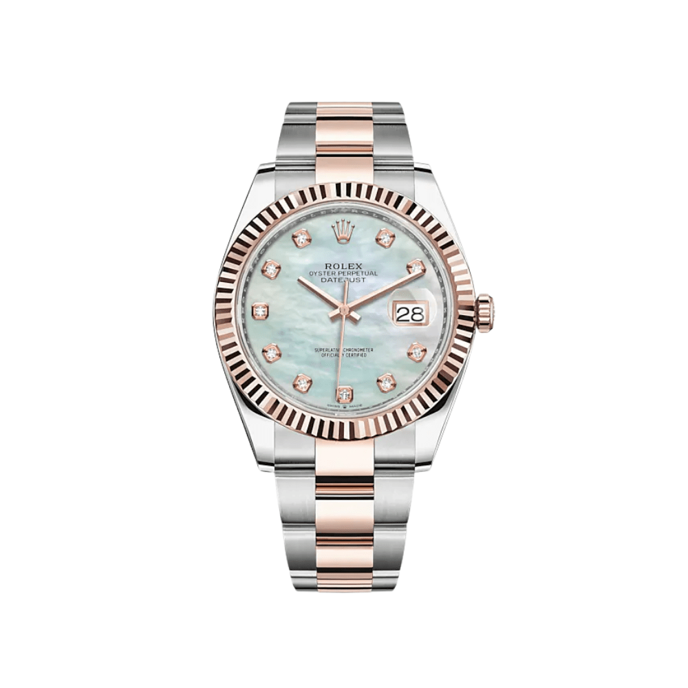 Luxury Watch Rolex Datejust 41 Rose Gold & Stainless Steel MOP Diamond Dial 126331 Wrist Aficionado