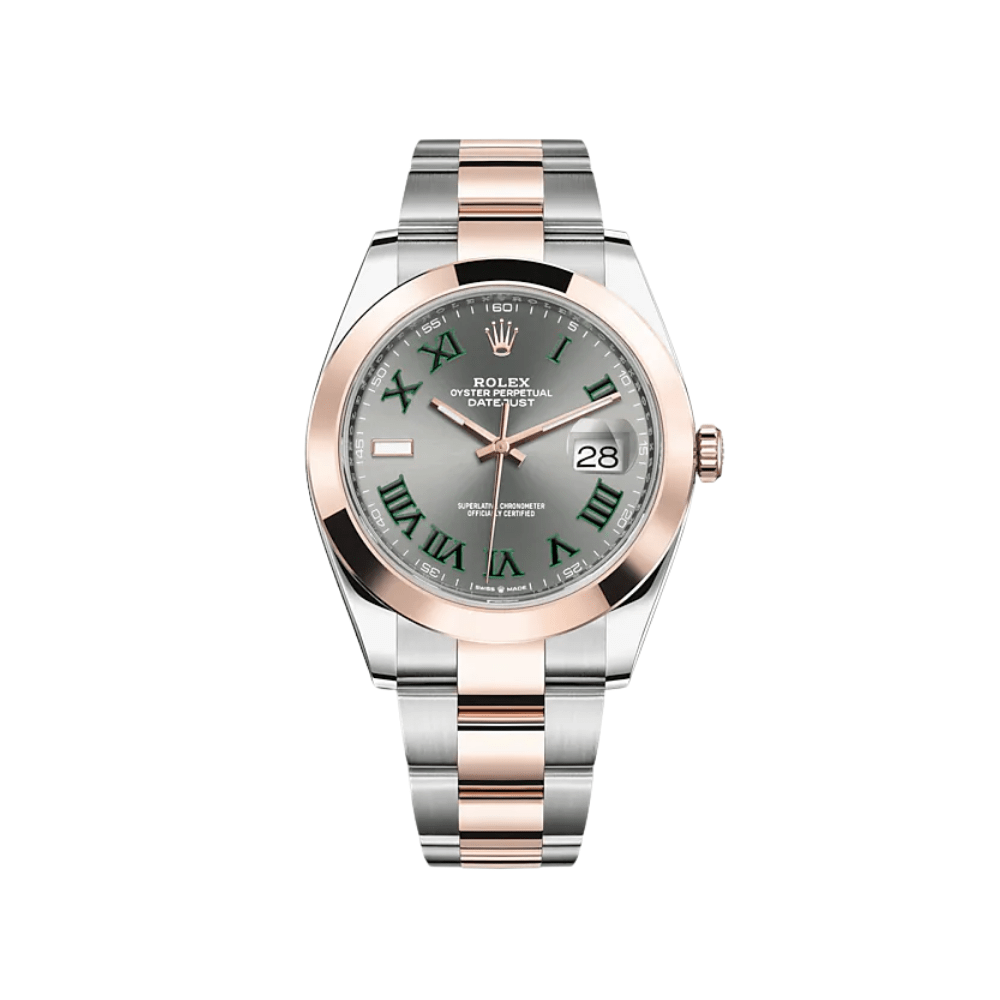 Luxury Watch Rolex Datejust 41 Rose Gold & Stainless Steel Slate/Green Dial 126301 Wrist Aficionado