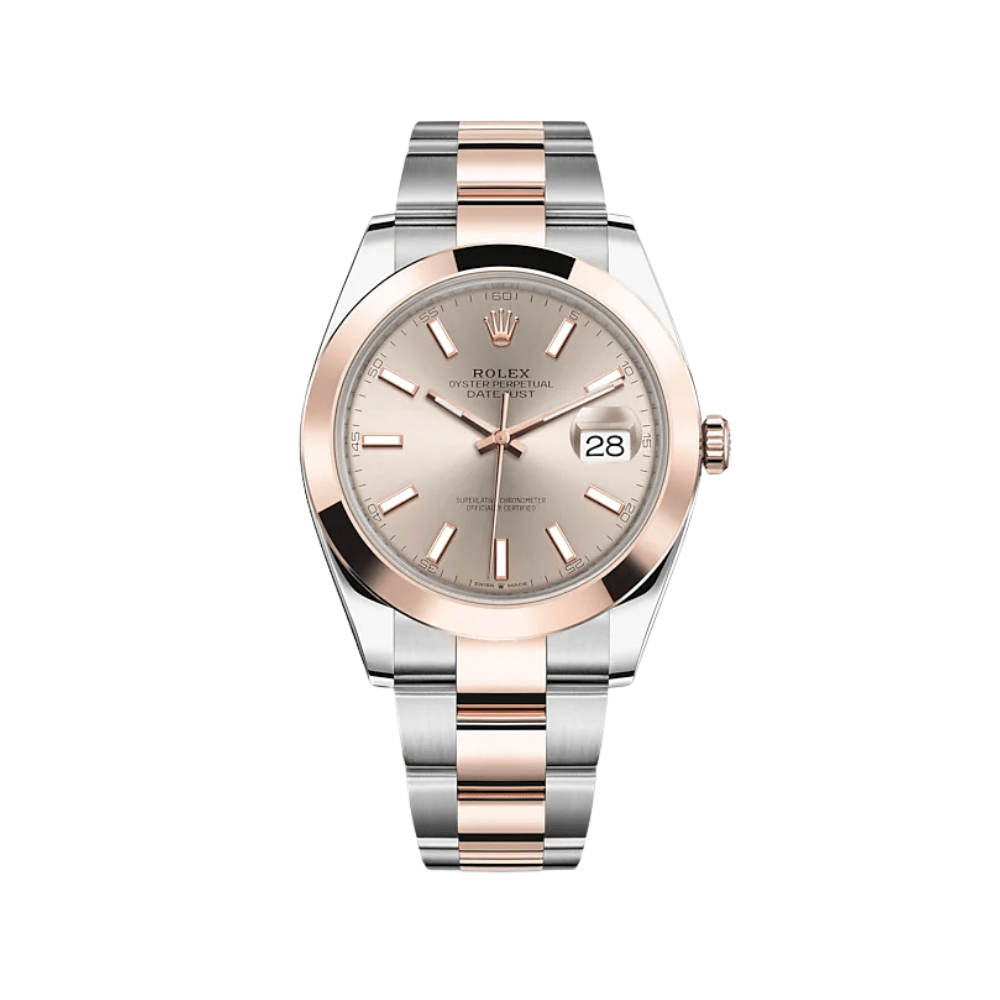 Luxury Watch Rolex Datejust 41 Rose Gold & Stainless Steel Sundust Dial 126301 Wrist Aficionado