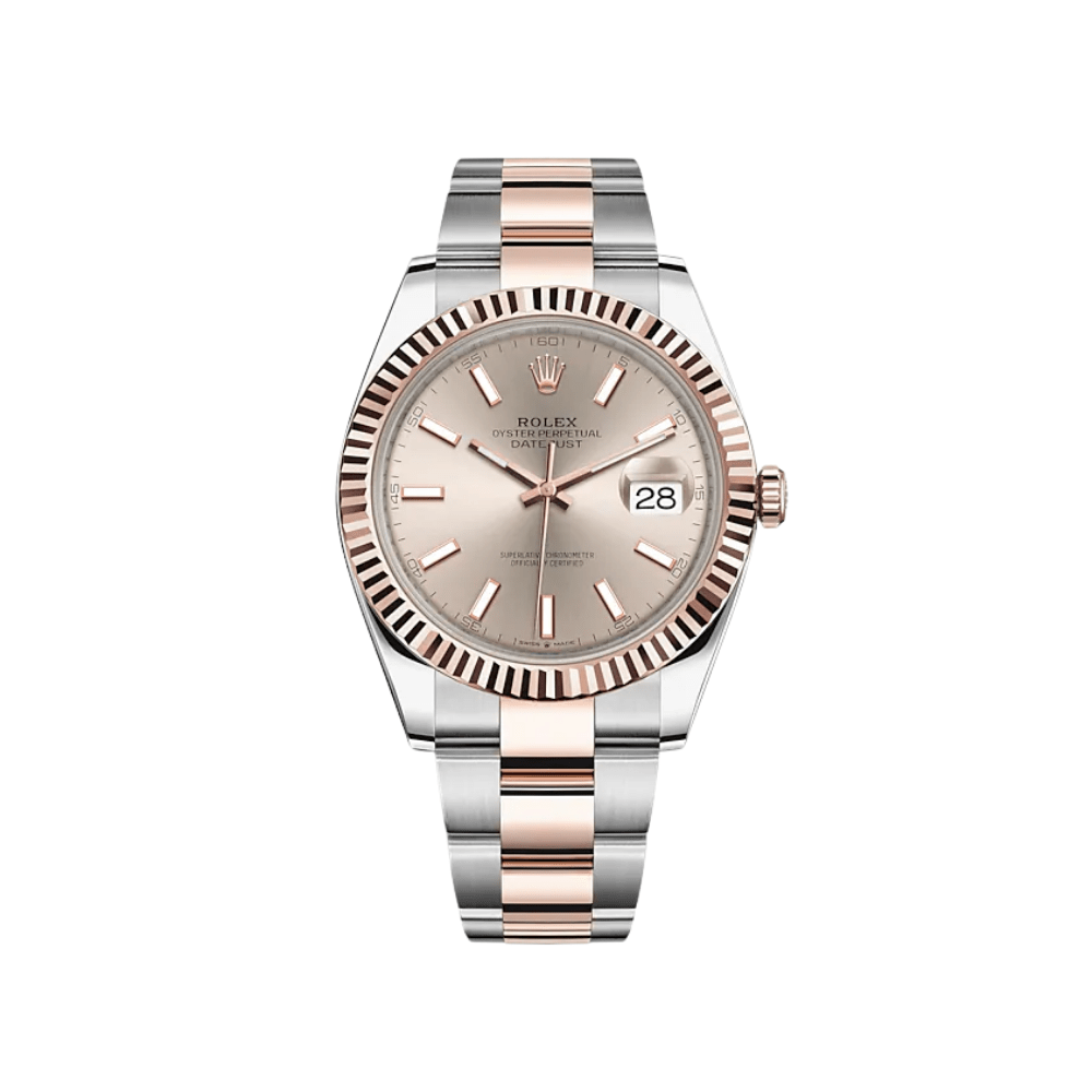 Luxury Watch Rolex Datejust 41 Rose Gold & Stainless Steel Sundust Dial 126331 Wrist Aficionado