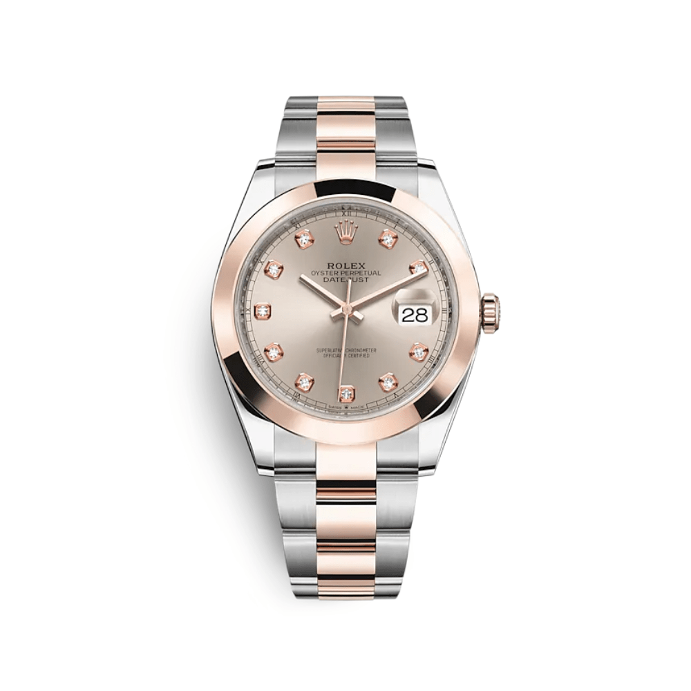 Luxury Watch Rolex Datejust 41 Rose Gold & Stainless Steel Sundust Diamond Dial 126301 Wrist Aficionado