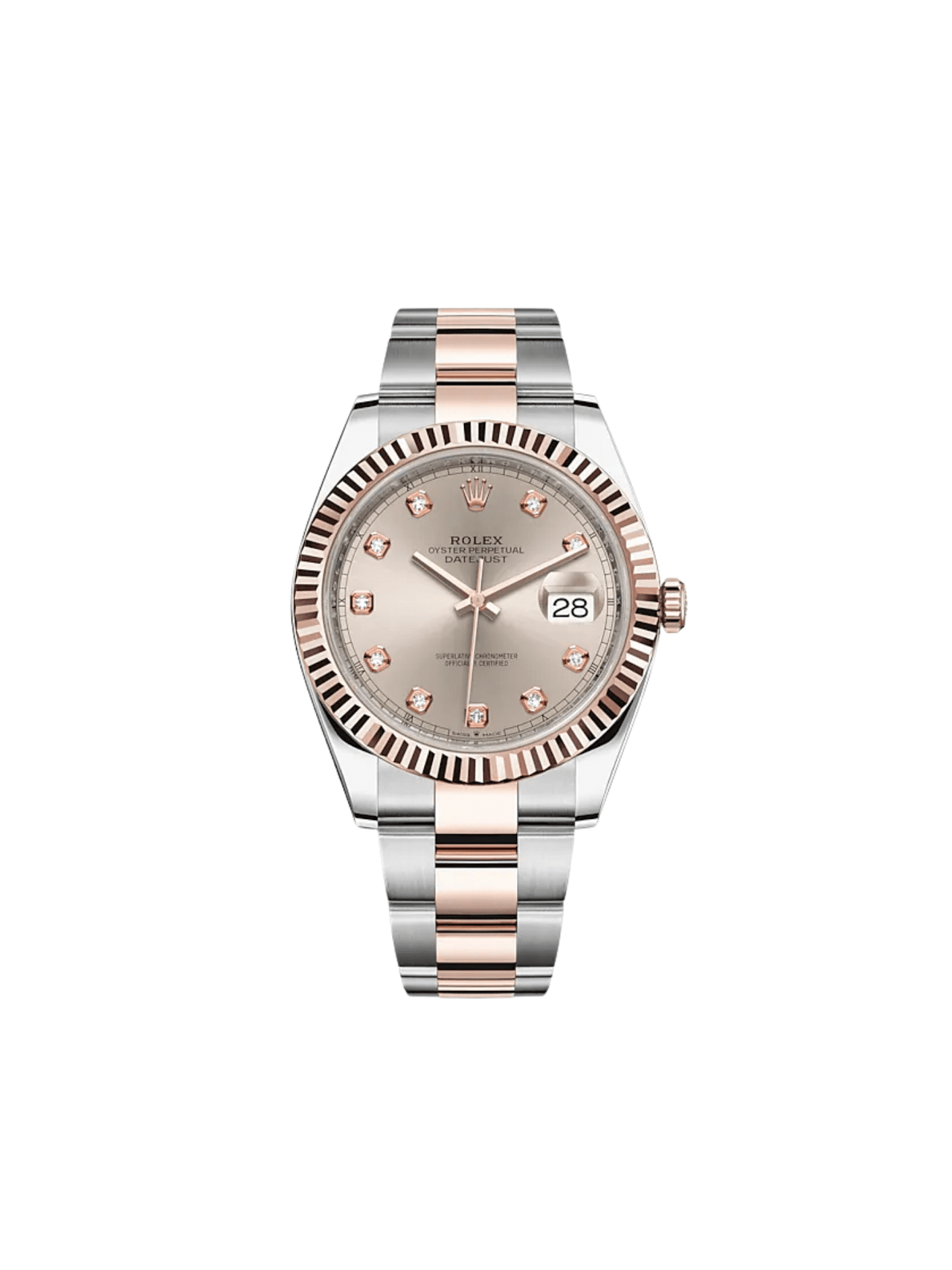 Luxury Watch Rolex Datejust 41 Rose Gold & Steel Sundust Diamond Dial 126331 Wrist Aficionado