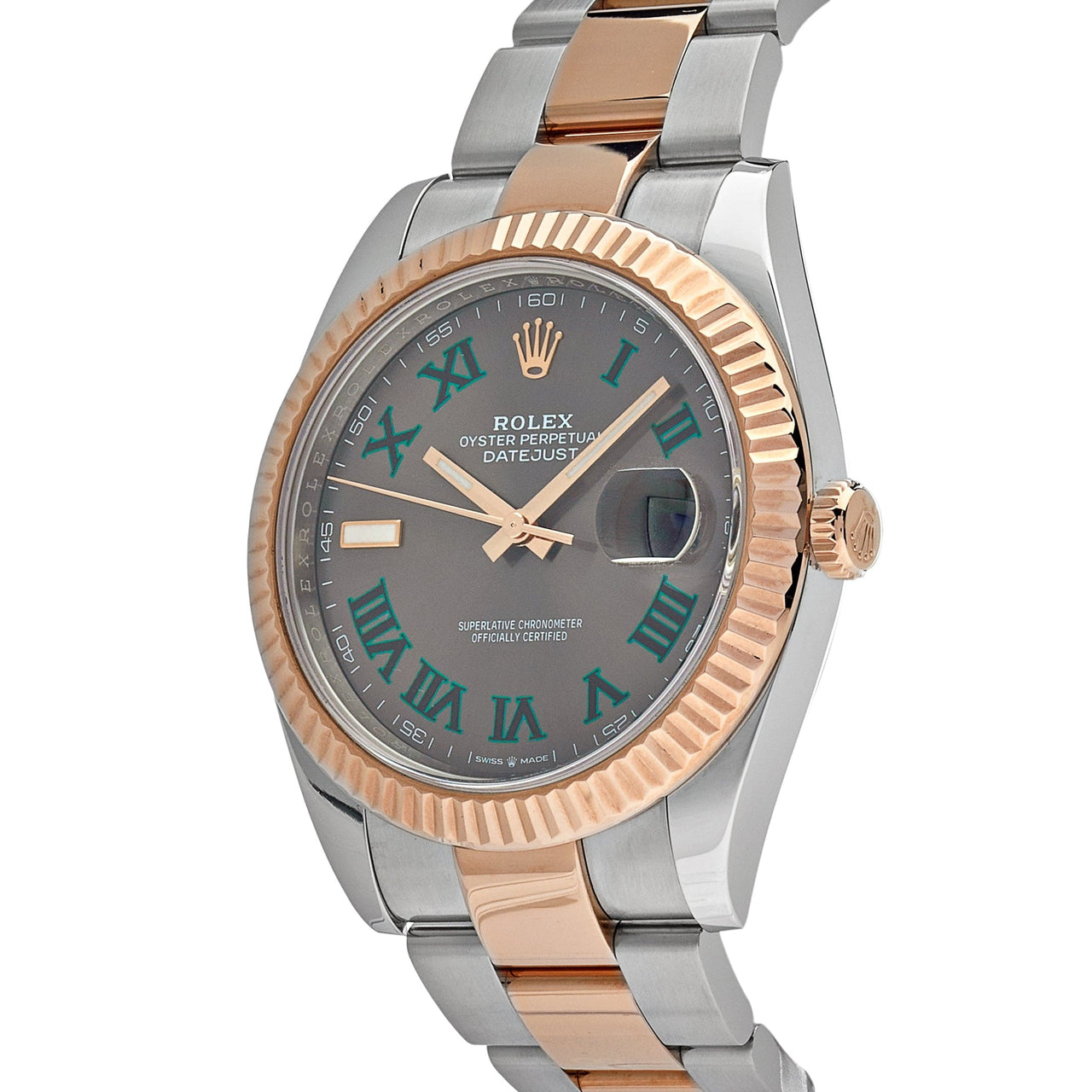 Luxury Watch Rolex Datejust 41 Rose Gold & Steel Wimbledon Dial 126331 Wrist Aficionado