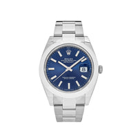 Thumbnail for Luxury Watch Rolex Datejust 41 Stainless Steel Blue Dial Oyster Bracelet 126300 Wrist Aficionado