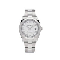 Thumbnail for Luxury Watch Rolex Datejust 41 Stainless Steel White Roman Dial 126300 Wrist Aficionado