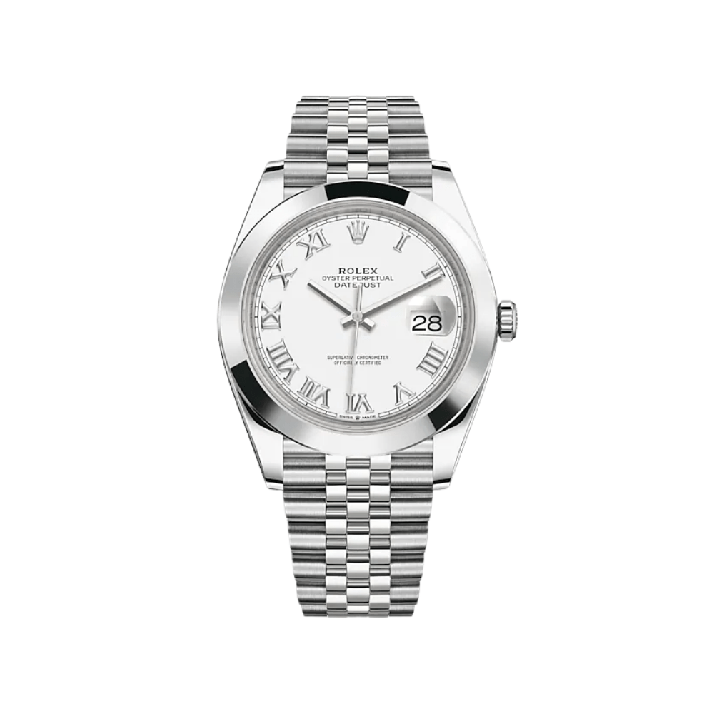 Luxury Watch Rolex Datejust 41 Stainless Steel White Roman Dial Jubilee 126300 Wrist Aficionado