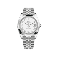 Thumbnail for Luxury Watch Rolex Datejust 41 Stainless Steel White Roman Dial Jubilee 126300 Wrist Aficionado