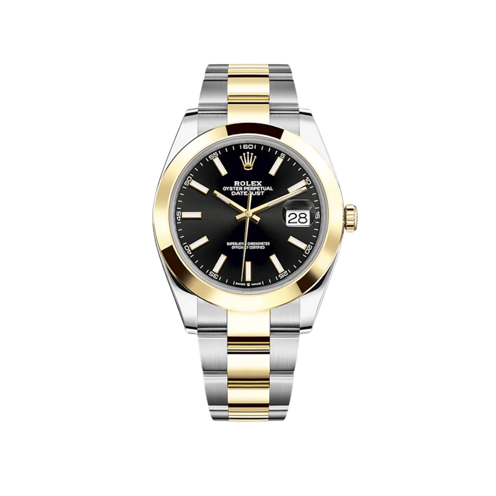 Luxury Watch Rolex Datejust 41 Yellow Gold & Stainless Steel Black Dial 126303 Wrist Aficionado