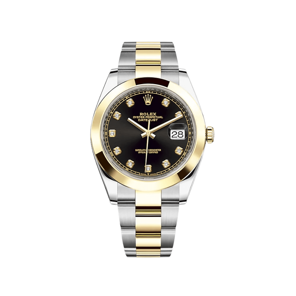 Luxury Watch Rolex Datejust 41 Yellow Gold & Stainless Steel Black Diamond Dial 126303 Wrist Aficionado