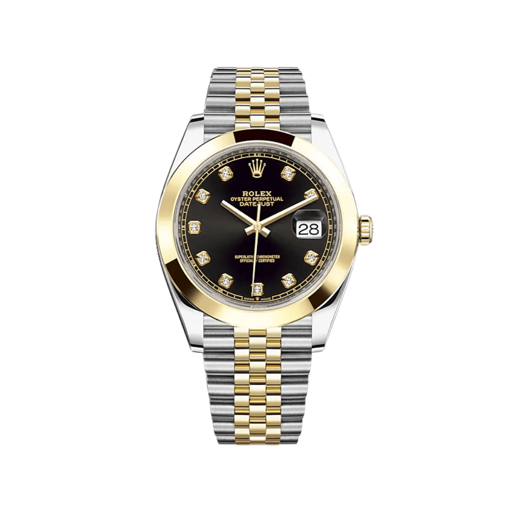Luxury Watch Rolex Datejust 41 Yellow Gold & Stainless Steel Black Diamond Dial Jubilee 126303 Wrist Aficionado