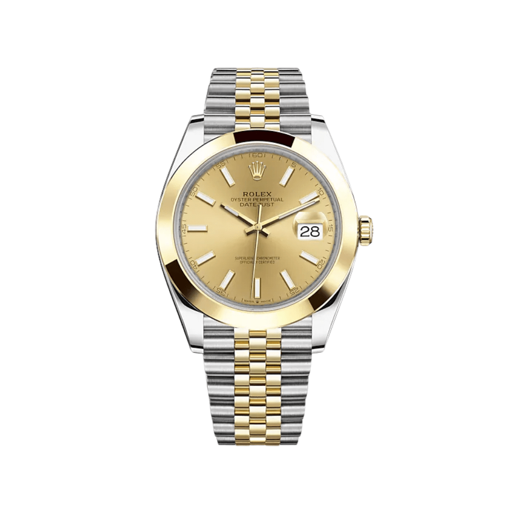 Luxury Watch Rolex Datejust 41 Yellow Gold & Stainless Steel Champagne Dial Jubilee 126303 Wrist Aficionado