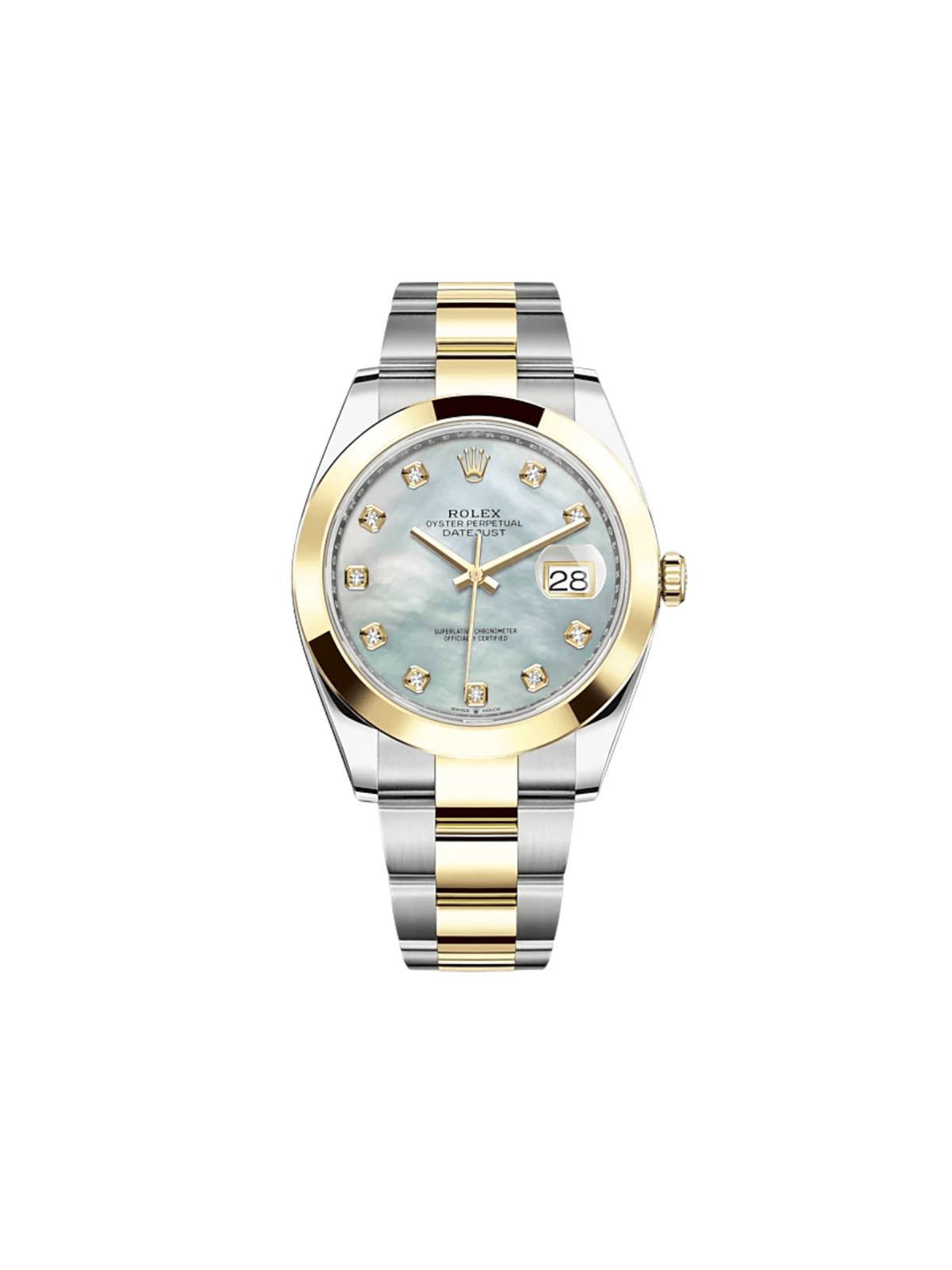 Rolex Datejust 41 126303 Stainless Steel Yellow Gold Mother of Pearl Diamond Dial