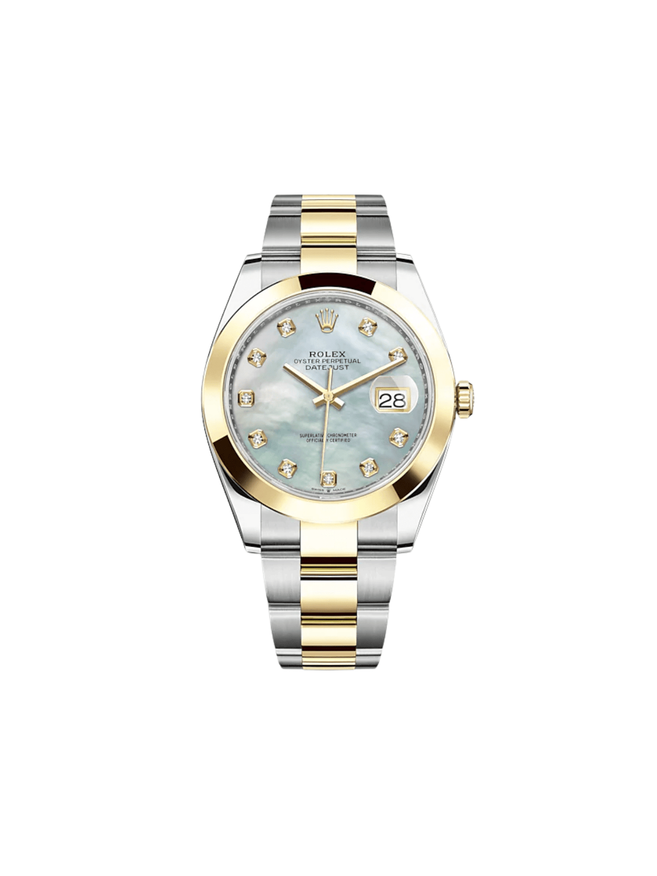 Luxury Watch Rolex Datejust 41 Yellow Gold & Stainless Steel MOP Diamond Dial 126303 Wrist Aficionado