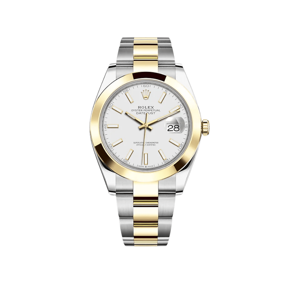 Luxury Watch Rolex Datejust 41 Yellow Gold & Stainless Steel White Dial 126303 Wrist Aficionado