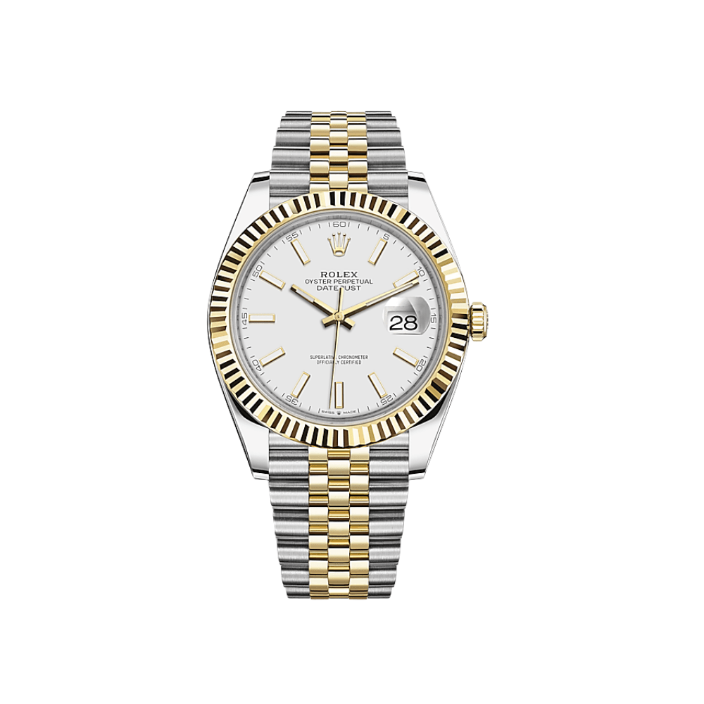 Luxury Watch Rolex Datejust 41 Yellow Gold & Stainless Steel White Dial 126333 Wrist Aficionado
