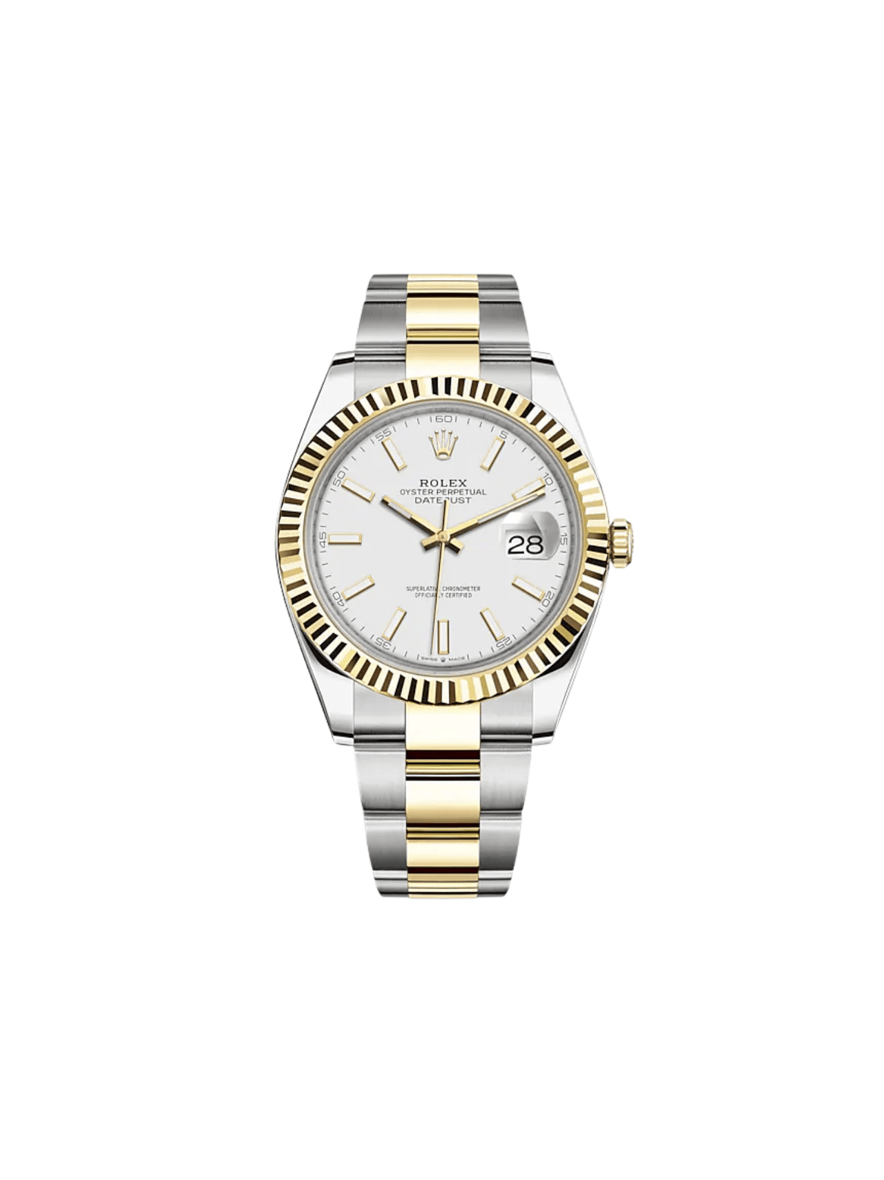 Luxury Watch Rolex Datejust 41 Yellow Gold & Stainless Steel White Dial 126333 Wrist Aficionado