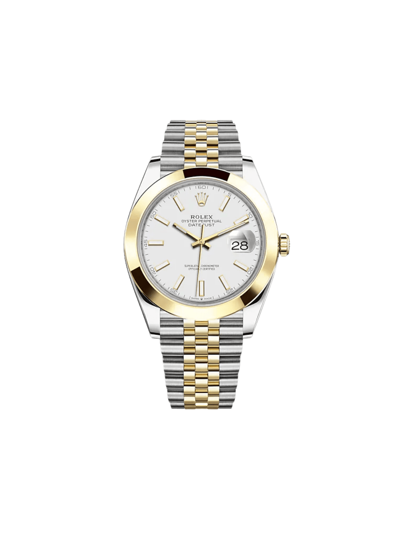 Luxury Watch Rolex Datejust 41 Yellow Gold & Stainless Steel White Dial Jubilee 126303 Wrist Aficionado