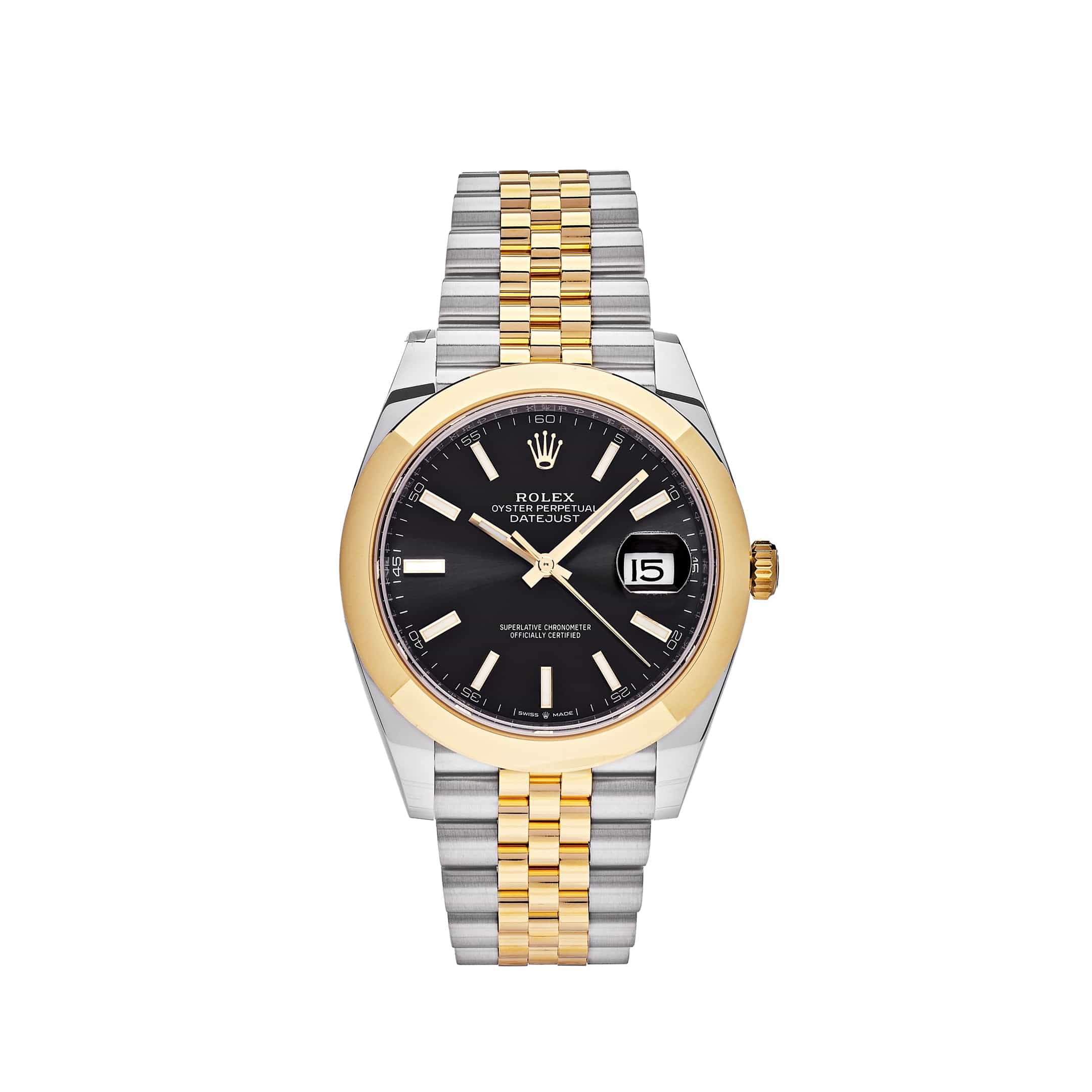 Luxury Watch Rolex Datejust 41 Yellow Gold & Steel Black Dial Jubilee 126303 (2022) Wrist Aficionado