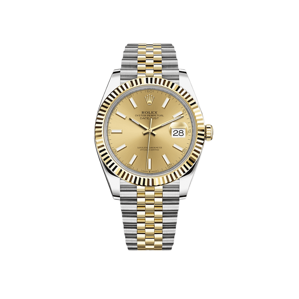 Luxury Watch Rolex Datejust 41 Yellow Gold & Steel Champagne Dial Jubilee 126333 Wrist Aficionado