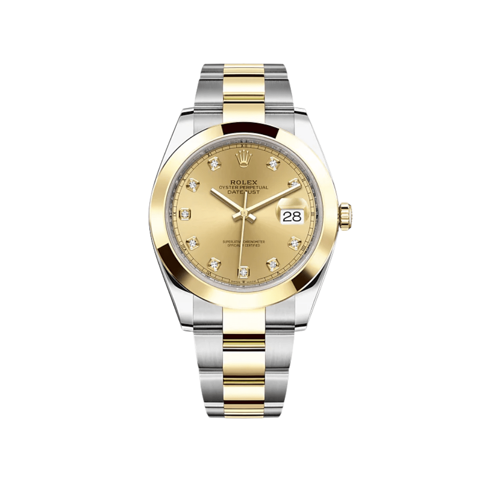Luxury Watch Rolex Datejust 41 Yellow Gold & Steel Champagne Diamond Dial 126303 Wrist Aficionado