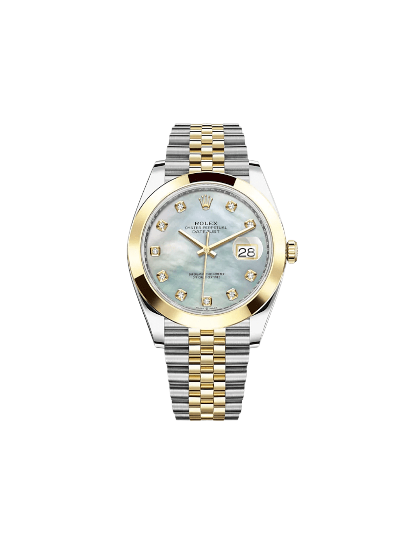 Luxury Watch Rolex Datejust 41 Yellow Gold & Steel MOP Diamond Dial Jubilee 126303 Wrist Aficionado