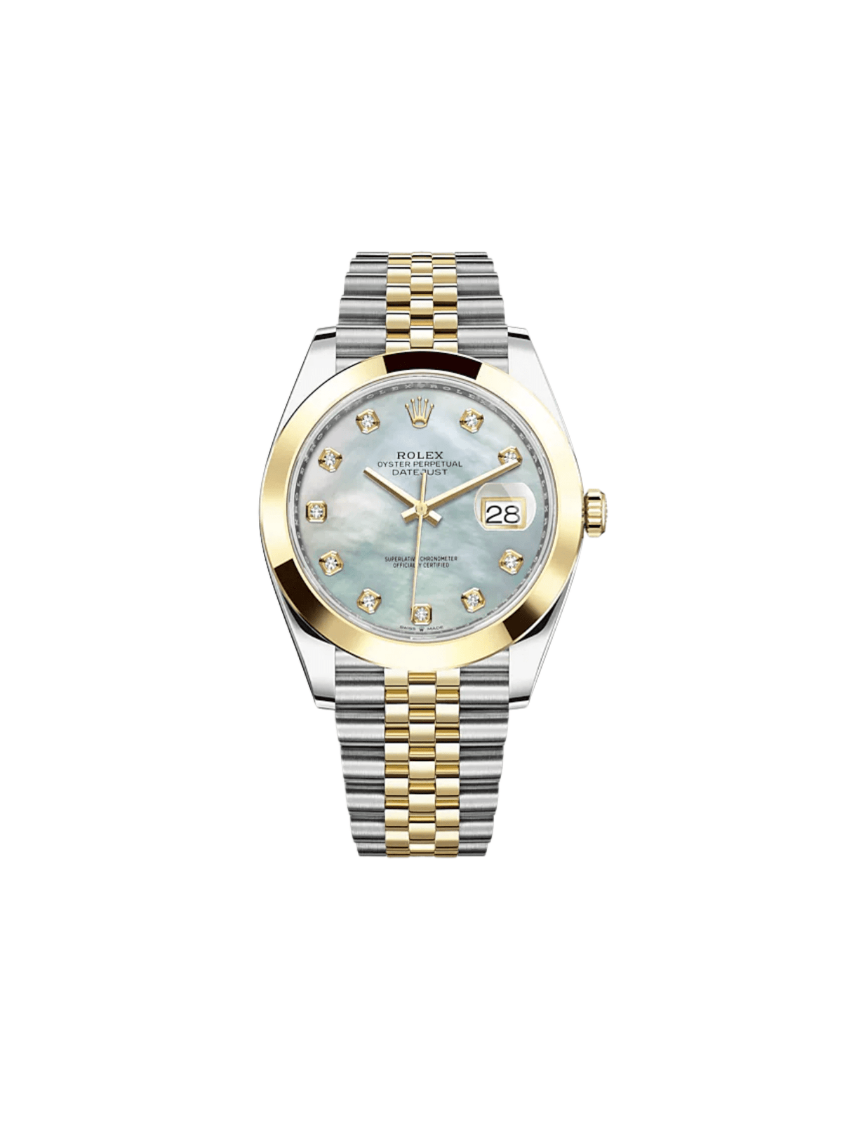 Rolex Datejust 41 126303 Stainless Steel Yellow Gold Mother of Pearl Diamond Dial Jubilee