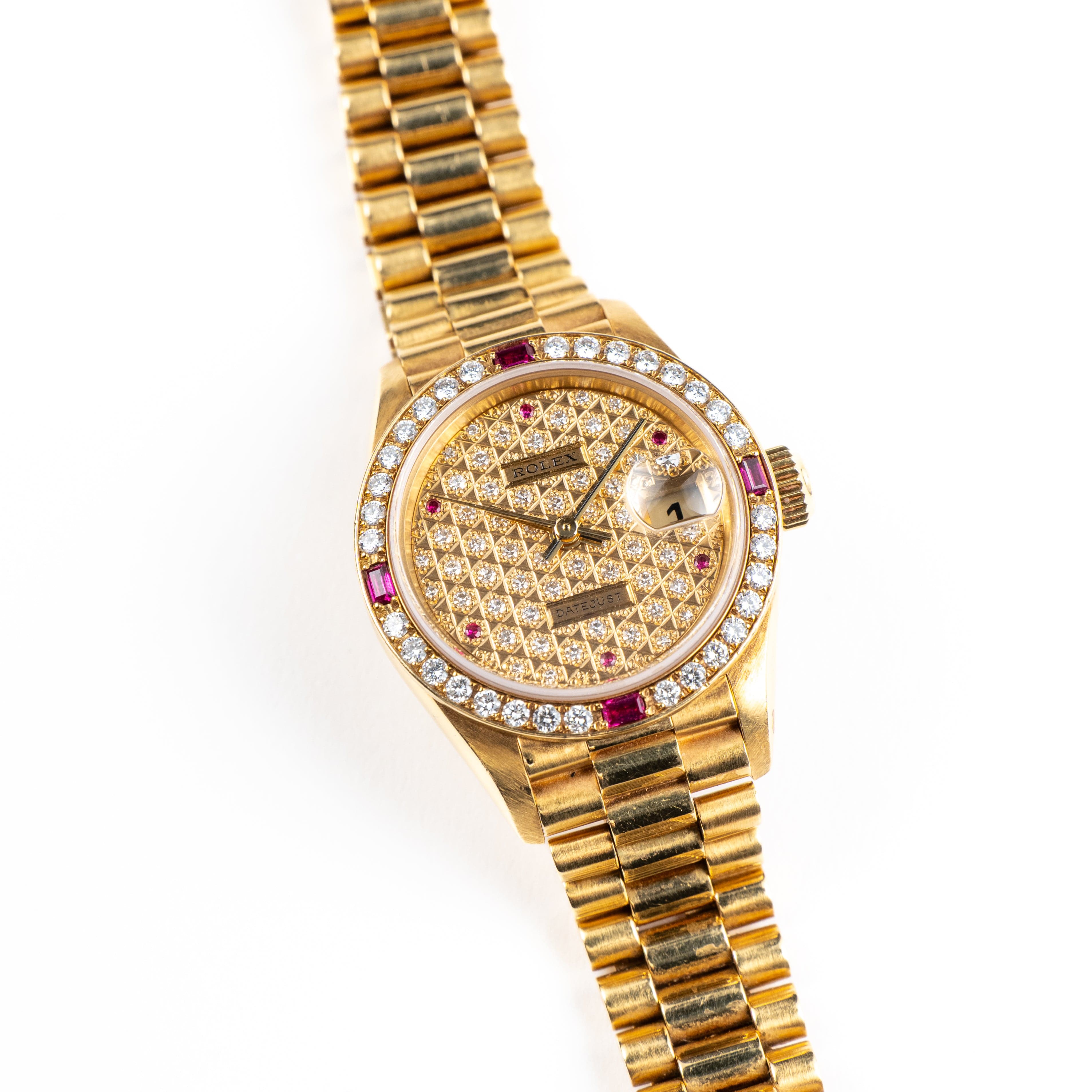 Rolex Datejust 79068 'Ladies' Yellow Gold Diamond Ruby Dial and Bezel (1995)