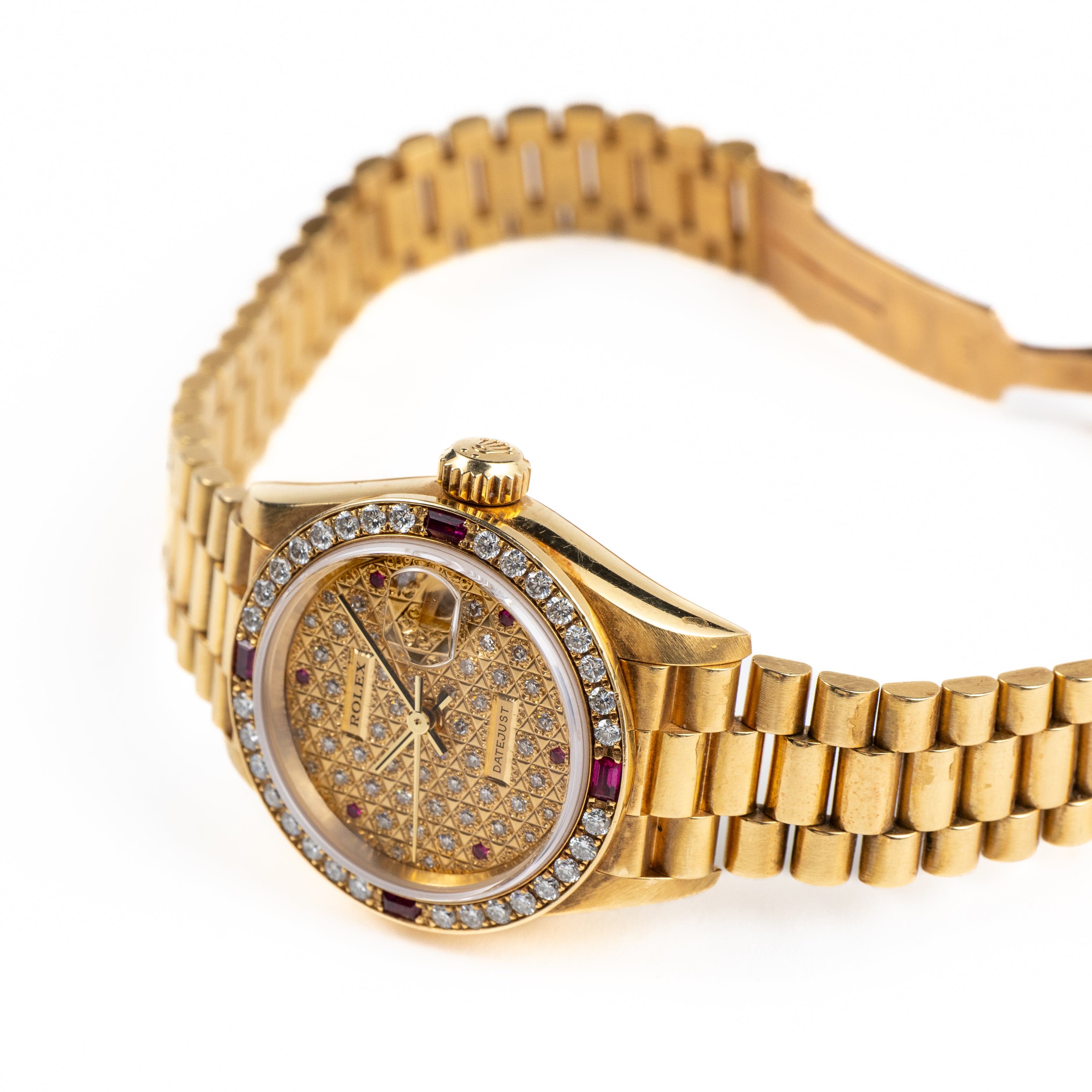 Rolex Datejust 79068 'Ladies' Yellow Gold Diamond Ruby Dial and