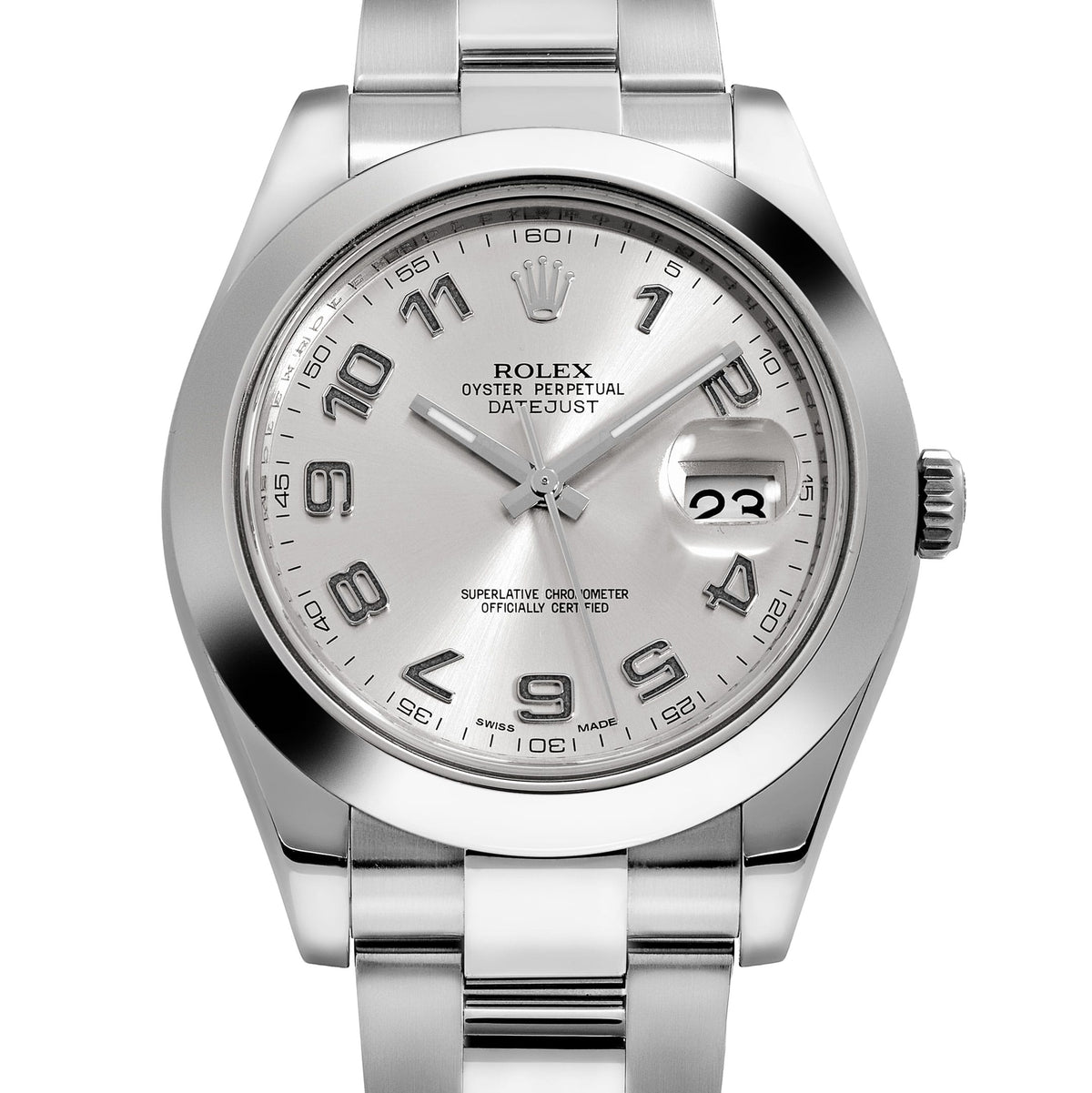 Rolex Datejust II 116300 Stainless Steel Stainless Steel Rhodium Arabic Dial Smooth Bezel Oyster (2016)